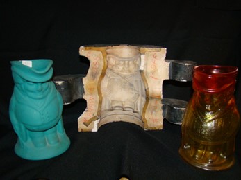 Colonial Toby Figure Pitcher model, mould and finished piece (Kanawha)