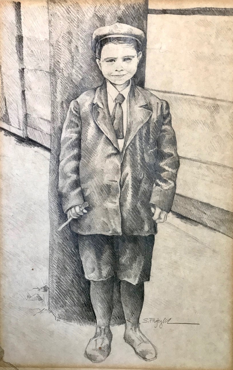 Illustration of young Walt, age 9 (1908) – (from an early photo) 